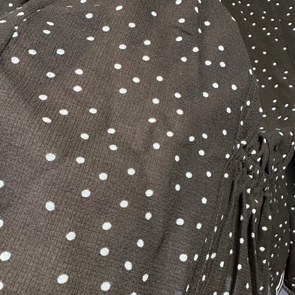 Max Studio | Sheer Polka Dot Blouse | Brown Polka Dot Top Size M - Picture 5 of 8